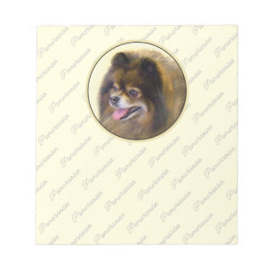 Pomeranian Black and Tan Painting Original Dog Art Notepad