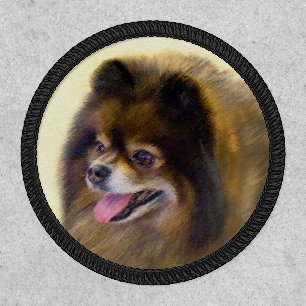 Pomeranian Black and Tan Painting Original Dog Art Patch