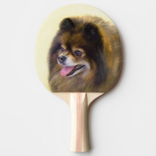 Pomeranian Black and Tan Painting Original Dog Art Ping Pong Paddle