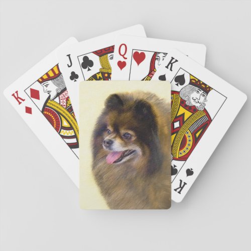 Pomeranian Black and Tan Painting Original Dog Art Playing Cards