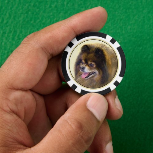 Pomeranian Black and Tan Painting Original Dog Art Poker Chips