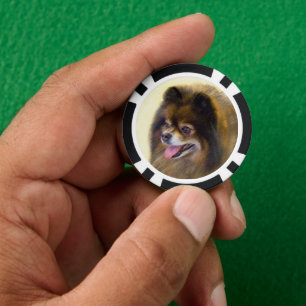 Pomeranian Black and Tan Painting Original Dog Art Poker Chips