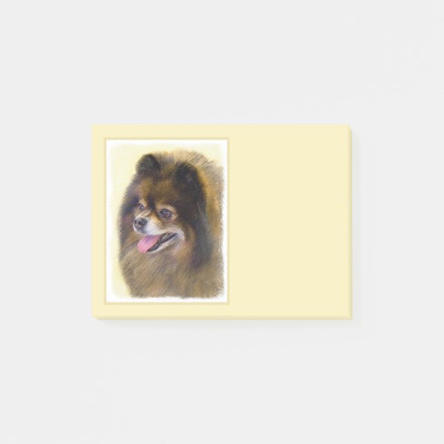 Pomeranian Black and Tan Painting Original Dog Art Post-it Notes (Front)