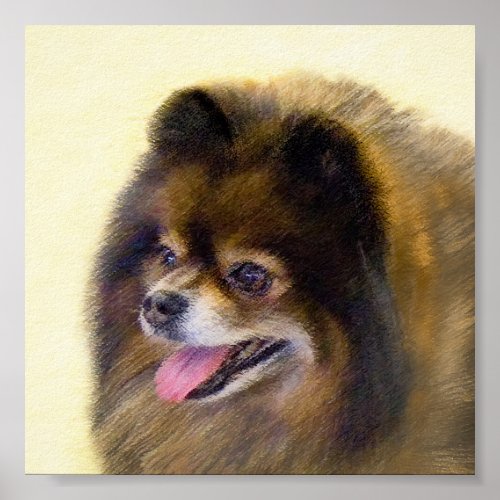 Pomeranian Black and Tan Painting Original Dog Art Poster