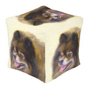 Pomeranian Black and Tan Painting Original Dog Art Pouf