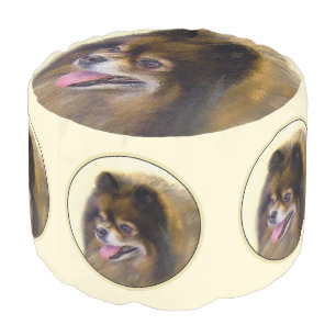 Pomeranian Black and Tan Painting Original Dog Art Pouf