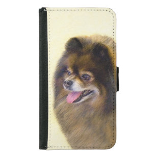 Pomeranian Black and Tan Painting Original Dog Art Samsung Galaxy S5 Wallet Case