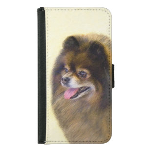 Pomeranian Black and Tan Painting Original Dog Art Samsung Galaxy S5 Wallet Case