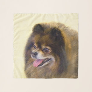 Pomeranian Black and Tan Painting Original Dog Art Scarf
