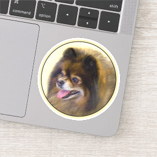 Pomeranian Black and Tan Painting Original Dog Art Sticker