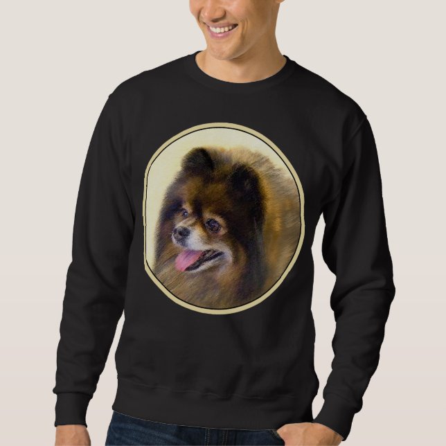 Pomeranian Black and Tan Painting Original Dog Art Sweatshirt (Front)