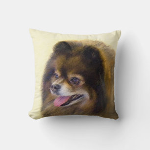 Pomeranian Black and Tan Painting Original Dog Art Throw Pillow