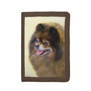 Pomeranian Black and Tan Painting Original Dog Art Trifold Wallet