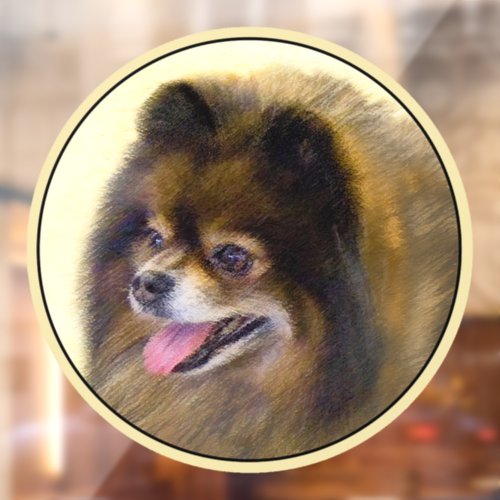 Pomeranian Black and Tan Painting Original Dog Art Window Cling