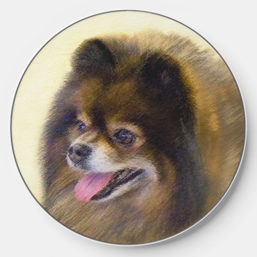 Pomeranian Black and Tan Painting Original Dog Art Wireless Charger