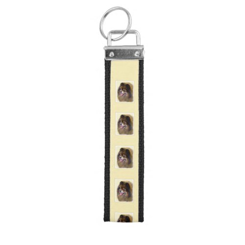 Pomeranian Black and Tan Painting Original Dog Art Wrist Keychain