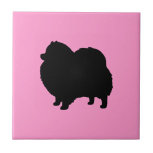 Pomeranian Black Dog Silhouette Ceramic Tile