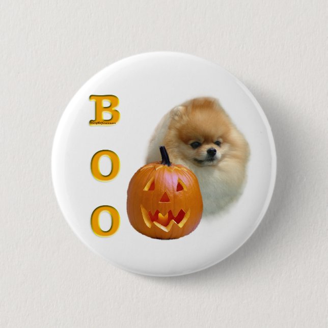Pomeranian Boo Pinback Button (Front)