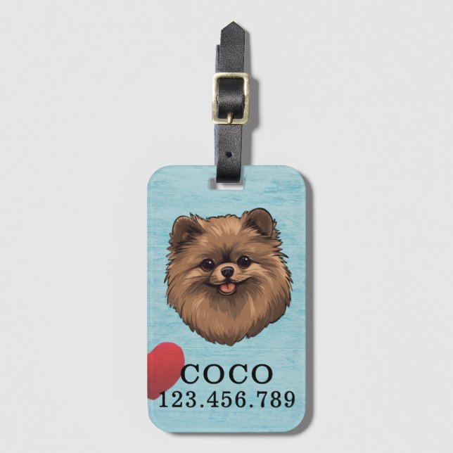 Pomeranian Cartoon | Luggage Tag (Front Vertical)