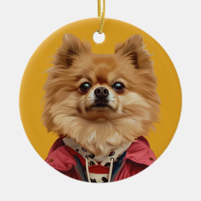 Pomeranian  ceramic ornament (Front)