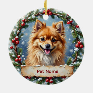 Pomeranian Christmas Ceramic Ornament