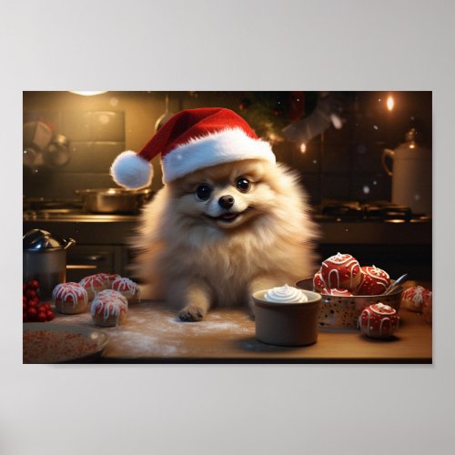 Pomeranian Christmas Cookies Festive Holiday Poster