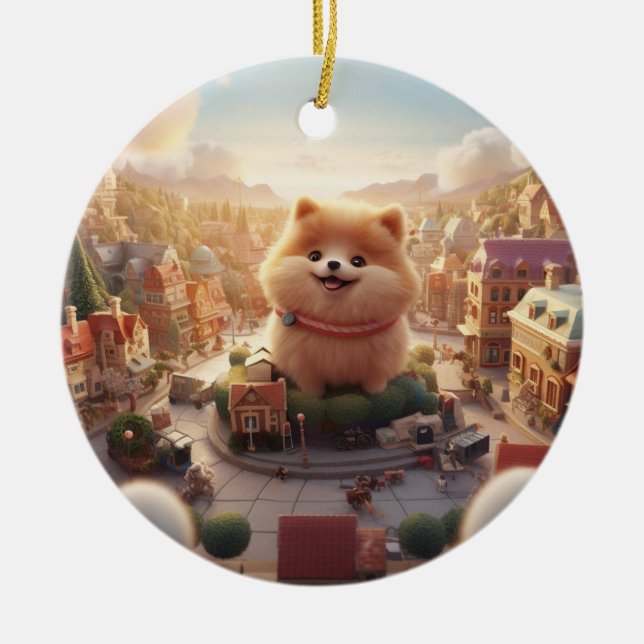 Pomeranian christmas,dog memorial gift,dog lover  ceramic ornament (Front)