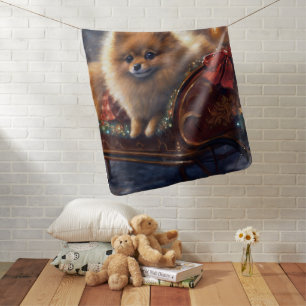 Pomeranian Christmas Festive Season Brushed  Baby Blanket