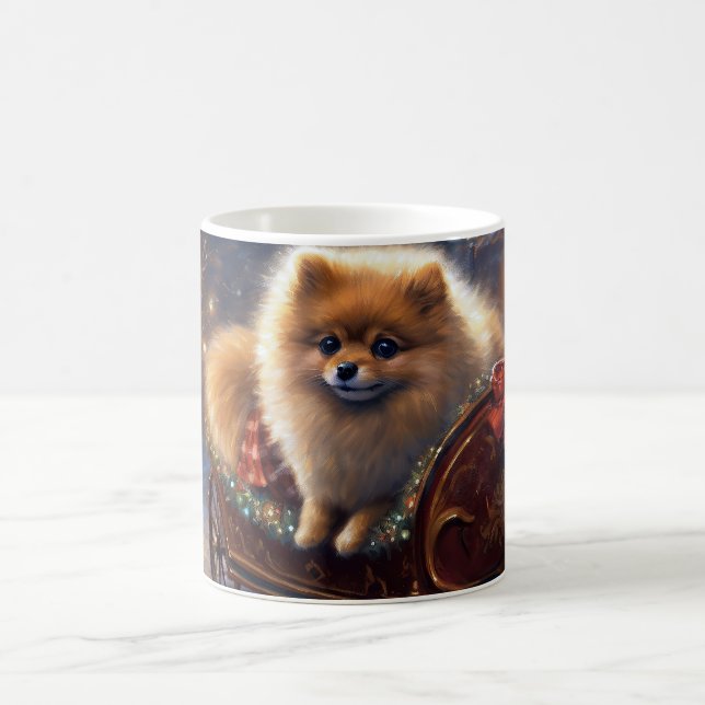 Pomeranian Christmas Festive Season Brushed  Coffee Mug (Center)