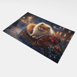 Pomeranian Christmas Festive Season Brushed  Doormat