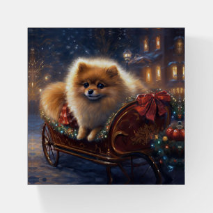 Pomeranian Christmas Festive Season Brushed Paperweight