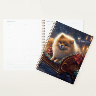 Pomeranian Christmas Festive Season Brushed Planner