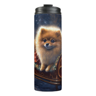 Pomeranian Christmas Festive Season Brushed Thermal Tumbler