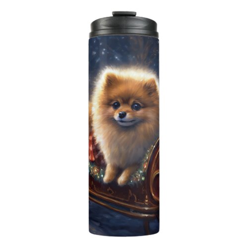 Pomeranian Christmas Festive Season Brushed  Thermal Tumbler