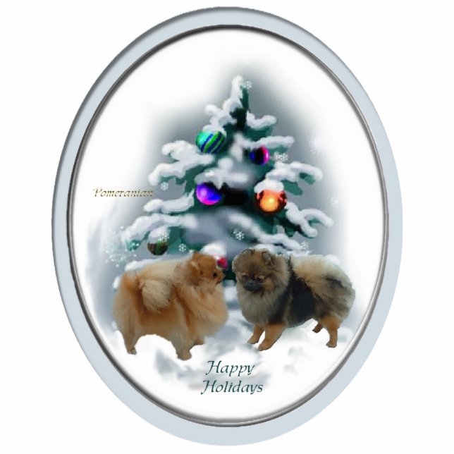 Pomeranian Christmas Gifts Ornament (Front)