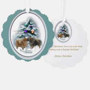 Pomeranian Christmas Gifts Ornament Card