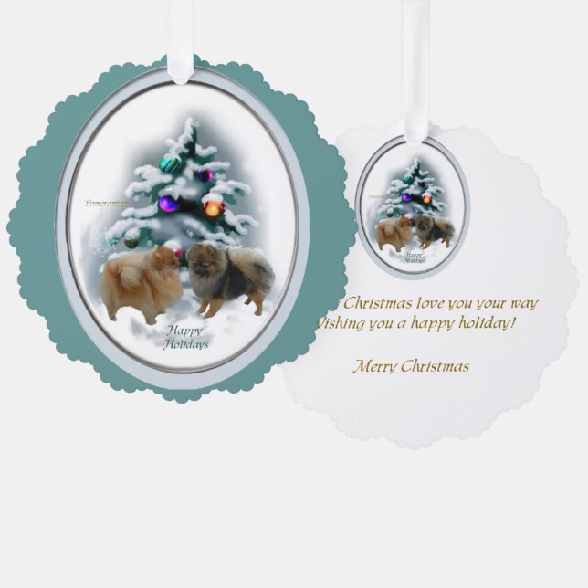 Pomeranian Christmas Gifts Ornament Card (Front/Back)
