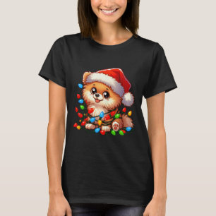 Pomeranian Christmas Lights Dog Funny Xmas  T-Shirt