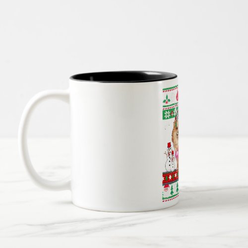pomeranian christmas lights  xmas dog lover  Two_Tone coffee mug