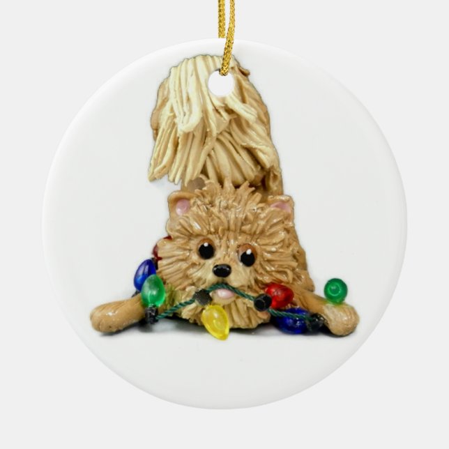 Pomeranian Christmas Ornament (Front)