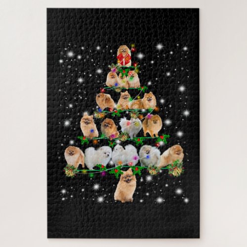 Pomeranian Christmas Tree Covered By Flashlight Jigsaw Puzzle