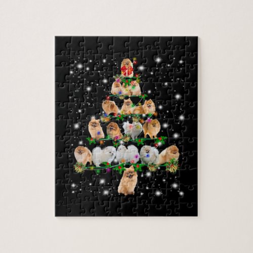 Pomeranian Christmas Tree Covered By Flashlight Jigsaw Puzzle