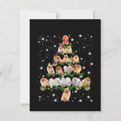 Pomeranian Christmas Tree Covered By Flashlight Thank You Card