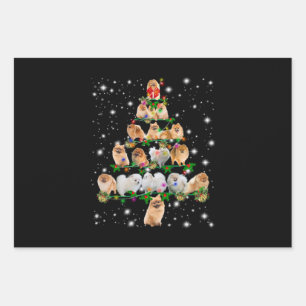 Pomeranian Christmas Tree Covered By Flashlight Wrapping Paper Sheets
