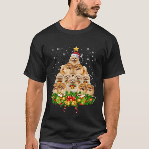 Pomeranian Christmas Tree Dog Santa Xmas Tee Funny
