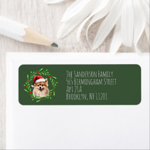 Pomeranian Christmas Watercolor Dog Return Address Label