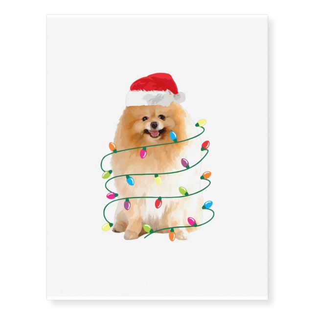 Pomeranian Christmas Xmas Funny Men Women Gift Temporary Tattoos (Front)