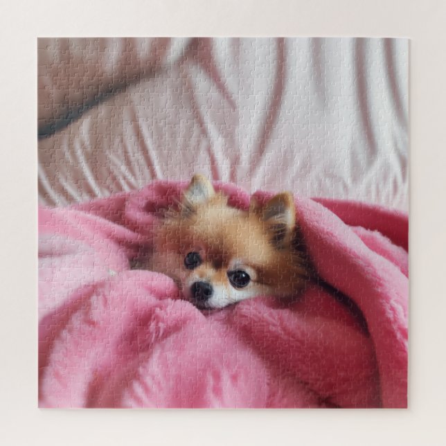 Pomeranian Companion Pink  Jigsaw Puzzle (Vertical)