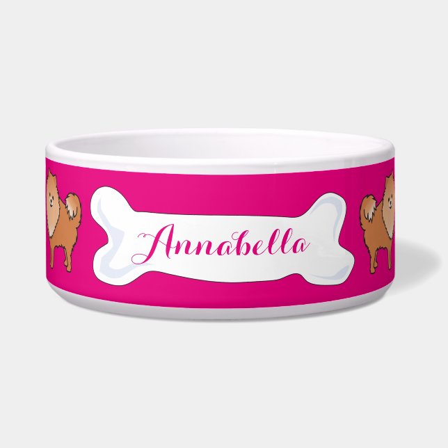 Pomeranian Customizable Name Dogfood Pet Bowl (Front)