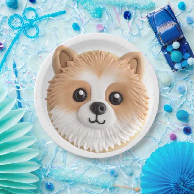 Pomeranian Dog 3D Inspired Paper Plates (Party)